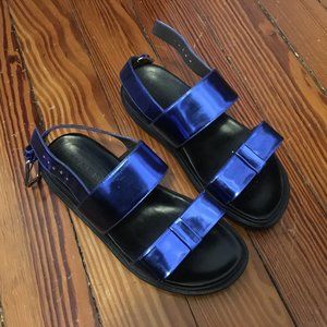 Marni Sandals Fussbett Blue Metallic Bow Platform
